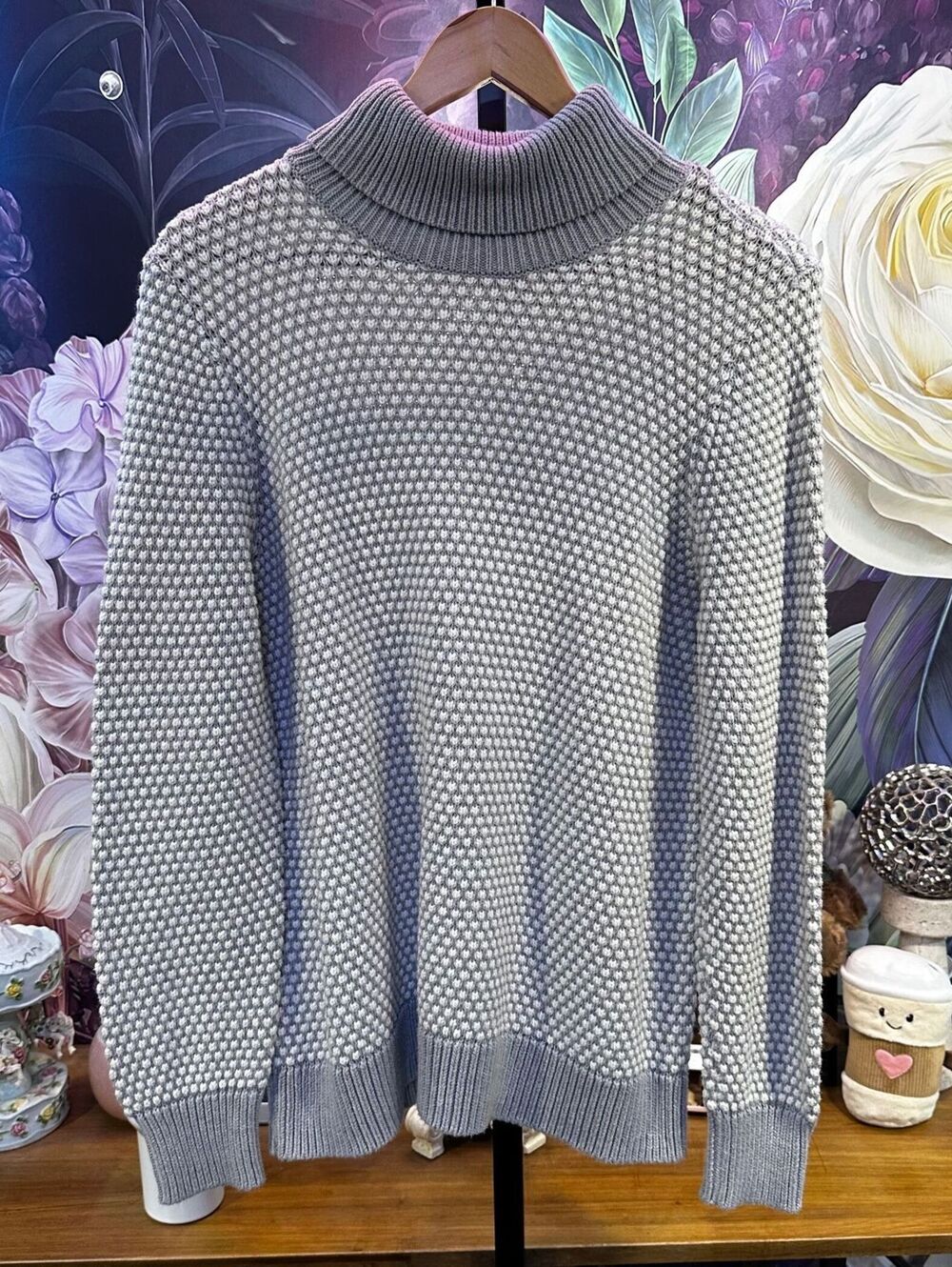 Liz Claiborne XL Cotton Turtleneck Sweater Minimalist Preppy Clean Girl Workwear